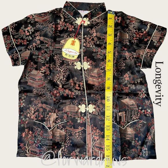 Longevity Asian Ethnic Silk Short Sleeve Top NWT Size 6 (2T-3T) See Measurements - Picture 9 of 11